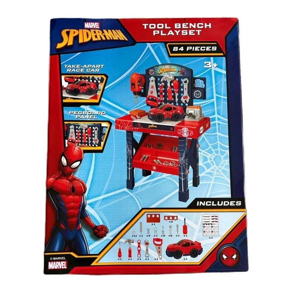 Marvel Spider-Man Tool Bench Playset NEW Car Garage 84 Pieces Work Bench